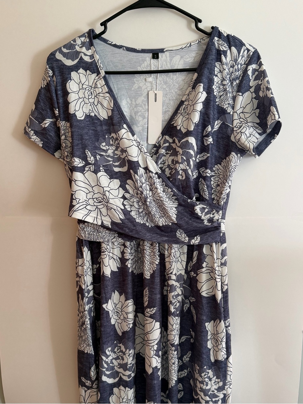 Women's Navy Floral Wrap Dress - Unbranded